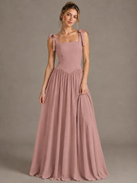 Square Neck A-Line Maxi Dress
