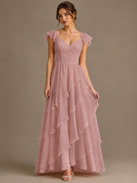 Ruffle Tiered V Neck Maxi Dress
