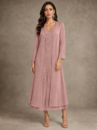 Sequin Chiffon Mother of the Bride Dress with Jacket