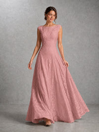 Blush Pink Lace Applique A-Line Bridesmaid Dress