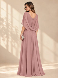 Ruched V Neck Mother of The Bride Dresses with Shawls Appliques and Cap Sleeves