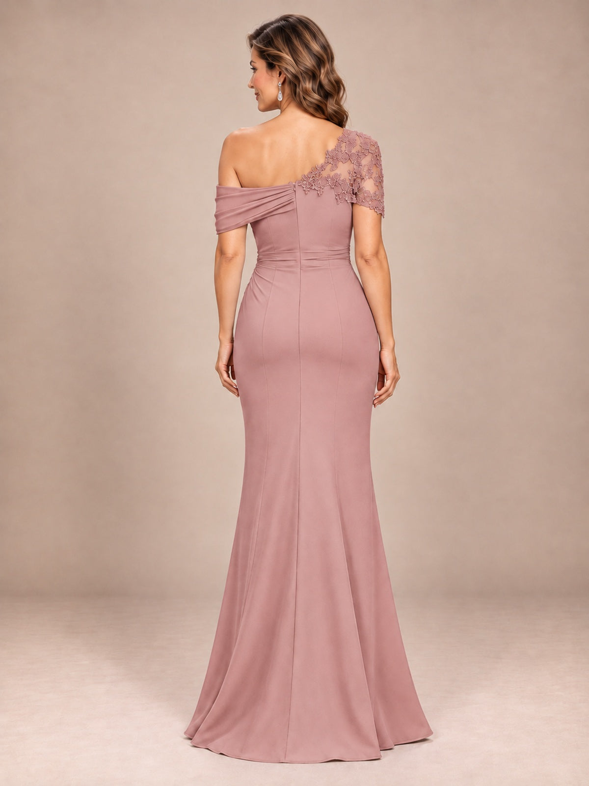 One Shoulder Chiffon Mother of The Bride Dress