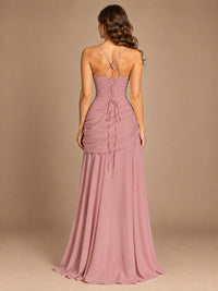 Butter Yellow Square Neck Ruched A-Line Prom Dress