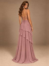 Sweetheart A-Line Ruffle Prom Dress with Spaghetti Straps