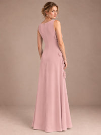 3D Floral Applique Sleeveless Formal Maxi Dress