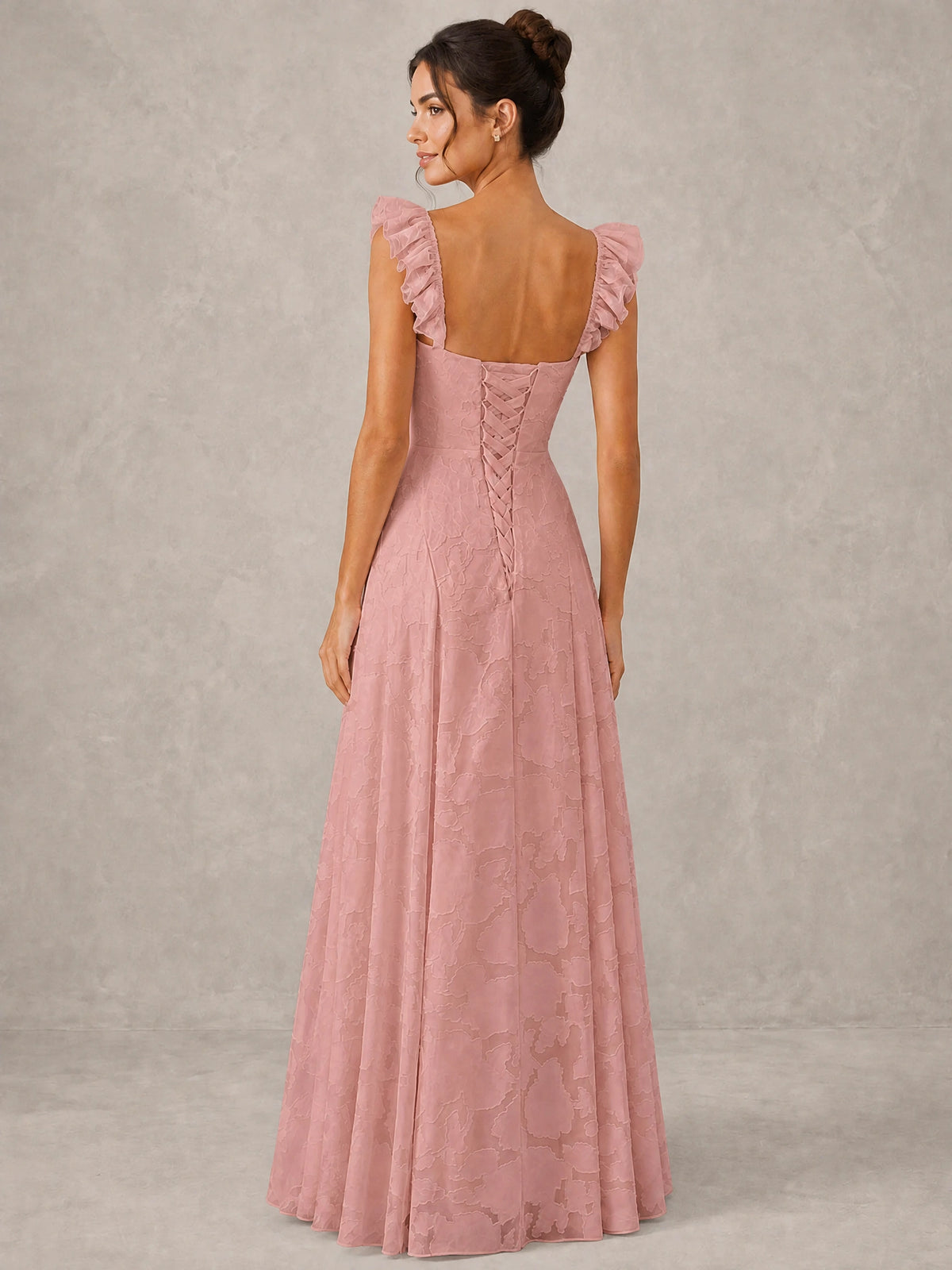 Jacquard Square Neck A-Line Maxi Dress
