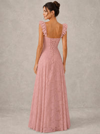 Jacquard Square Neck A-Line Maxi Dress