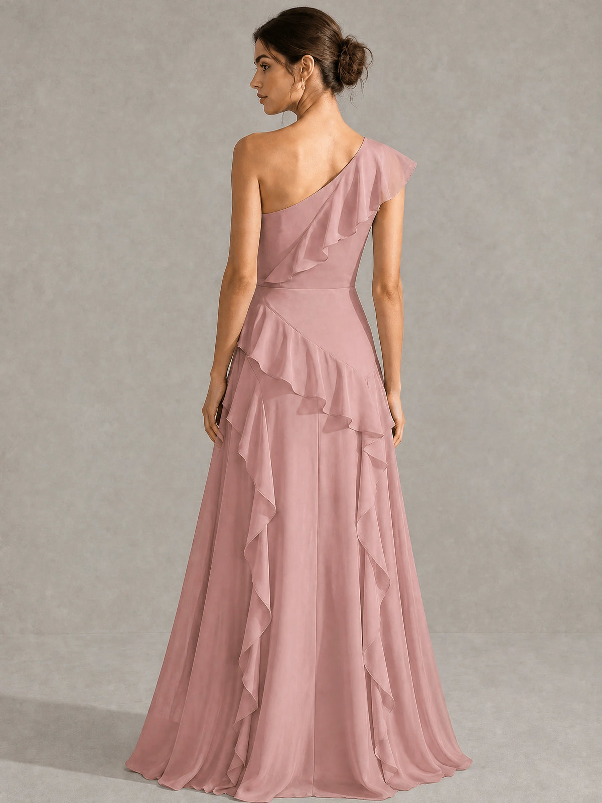 Sage Green One Shoulder Ruffle Bridesmaid Dress