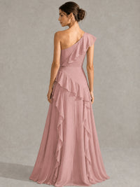 Sage Green One Shoulder Ruffle Bridesmaid Dress