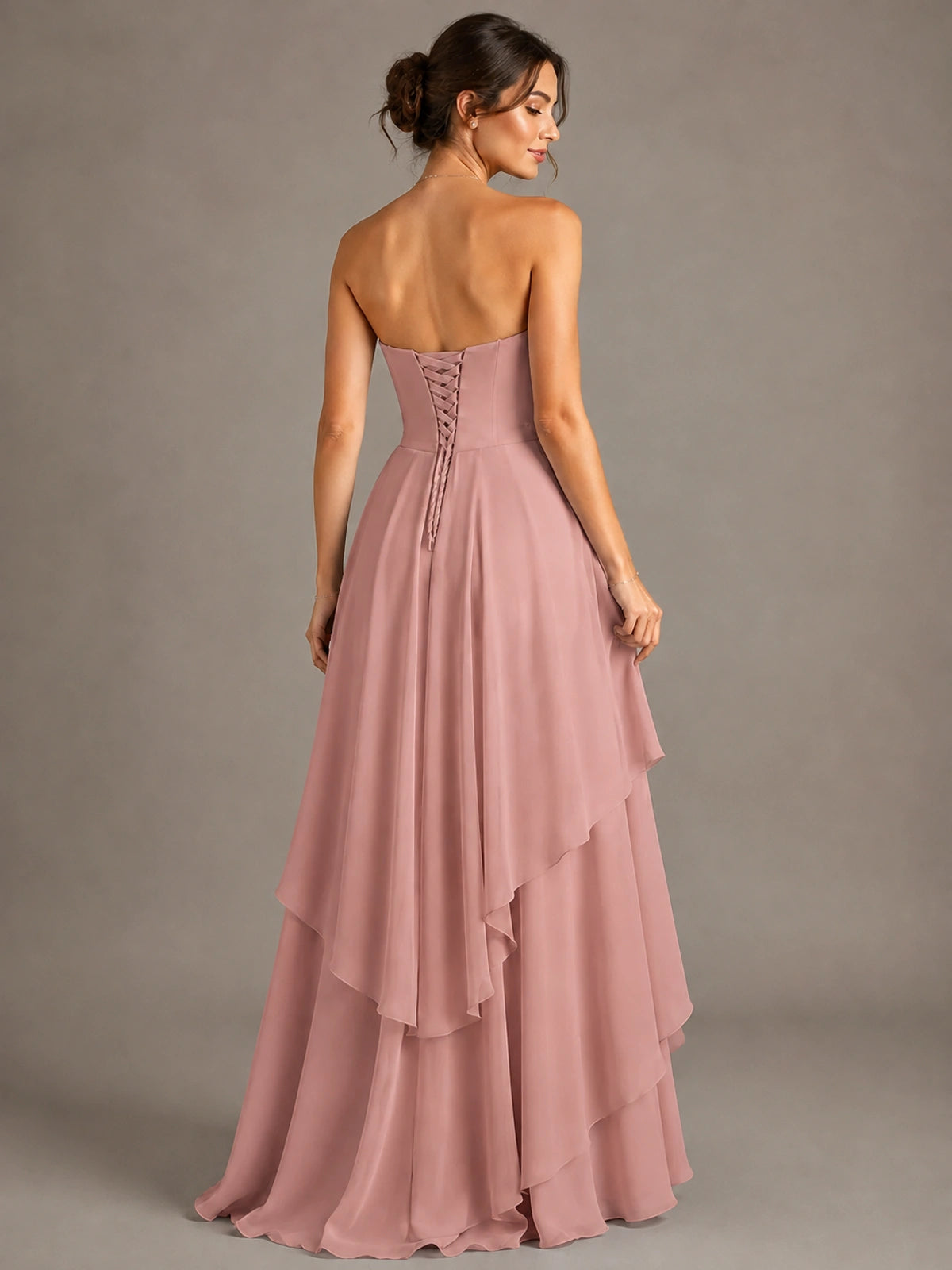 Strapless Ruffle A-Line Maxi Dress