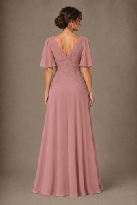A-Line Chiffon Mother of the Bride Dress with Applique