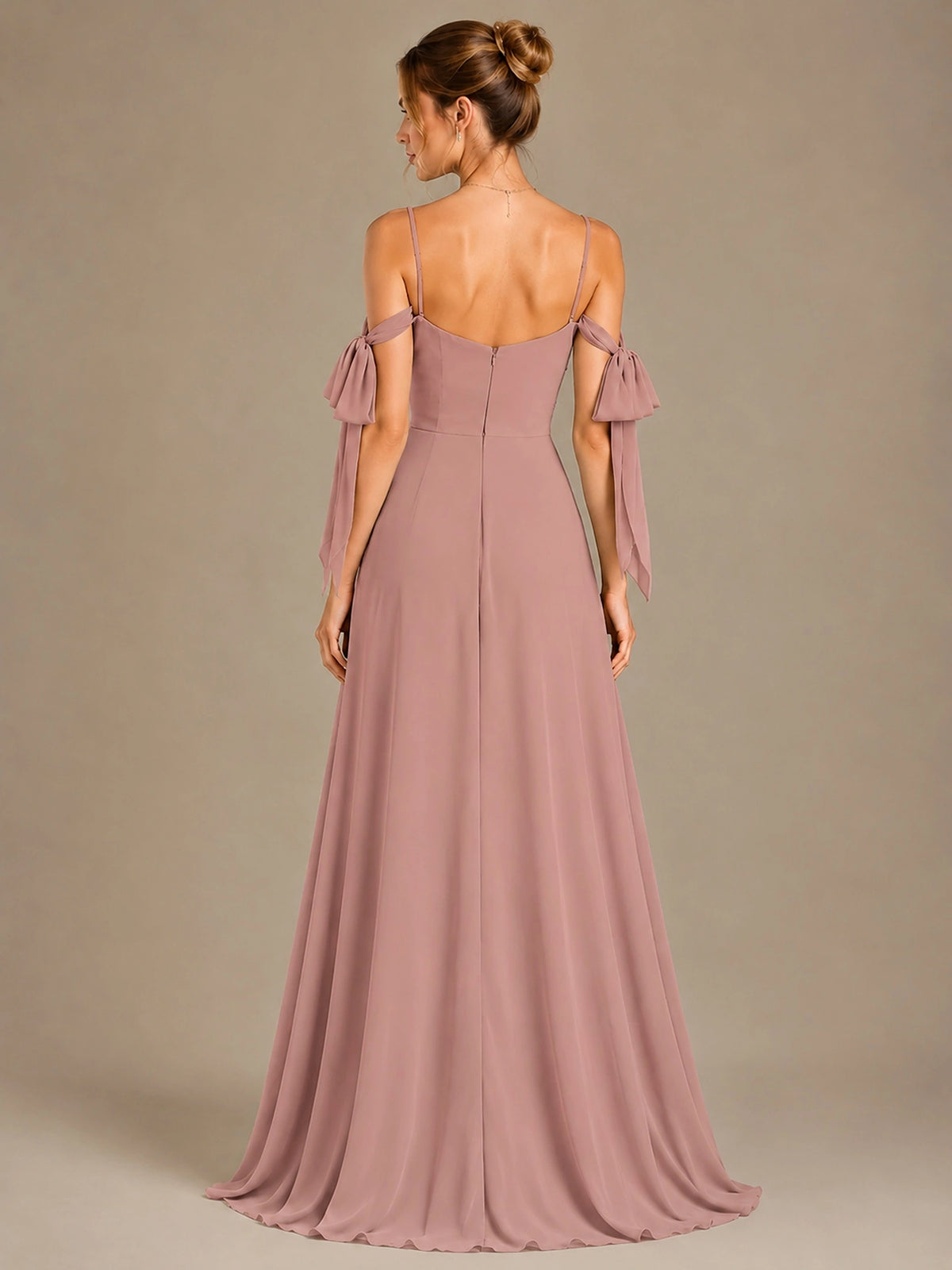 A-Line Ruffles Chiffon Bridesmaid Dress with Slit