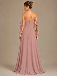 A-Line Ruffles Chiffon Bridesmaid Dress with Slit