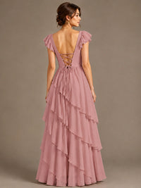 Ruffle Tiered V Neck Maxi Dress