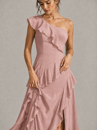 Sage Green One Shoulder Ruffle Bridesmaid Dress