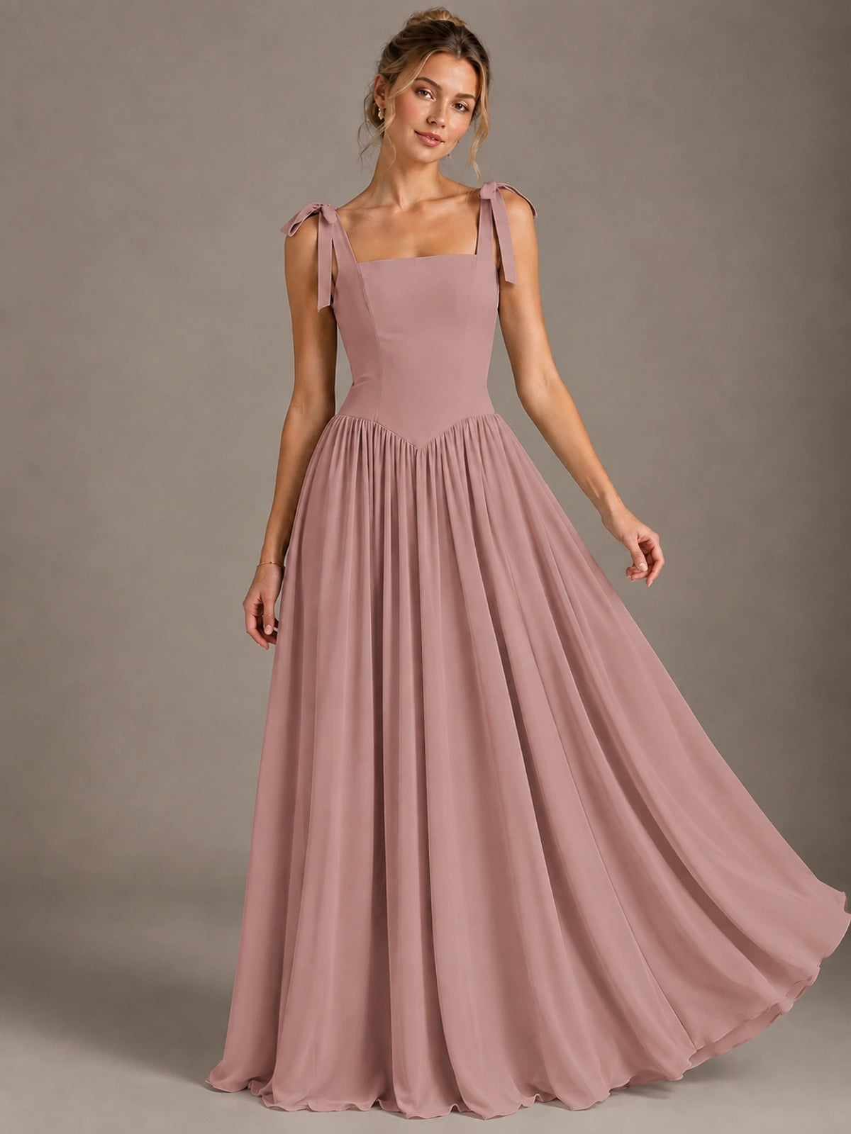 Square Neck A-Line Maxi Dress
