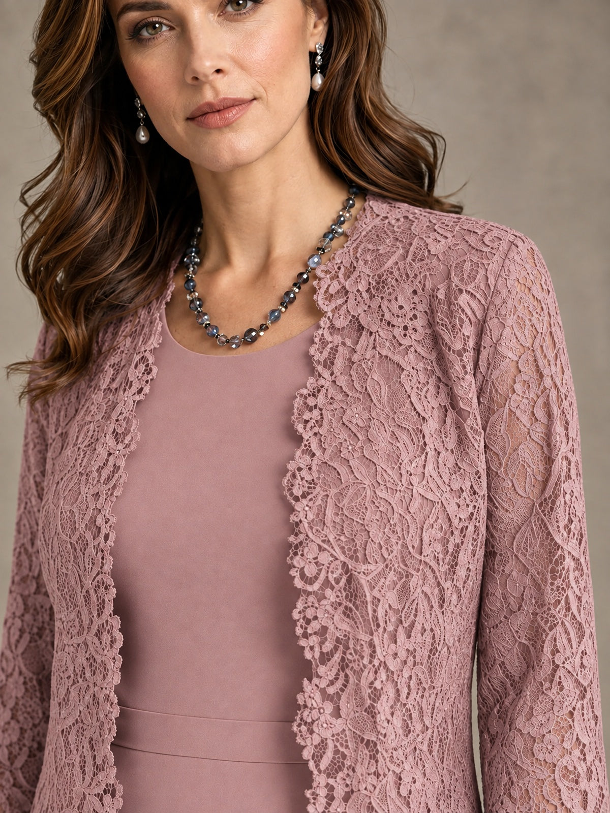 2-Piece Chiffon Mother of the Bride Dress with Lace Jacket