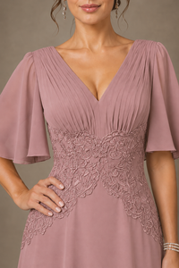 A-Line Chiffon Mother of the Bride Dress with Applique
