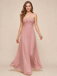 Strapless Pleated Chiffon A-Line Bridesmaid Dress