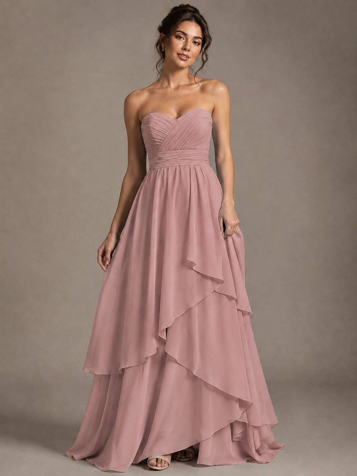 Strapless Ruffle A-Line Maxi Dress