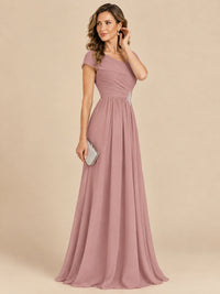 Cap Sleeve Mother of The Bride Dresses Long Chiffon Formal Gowns