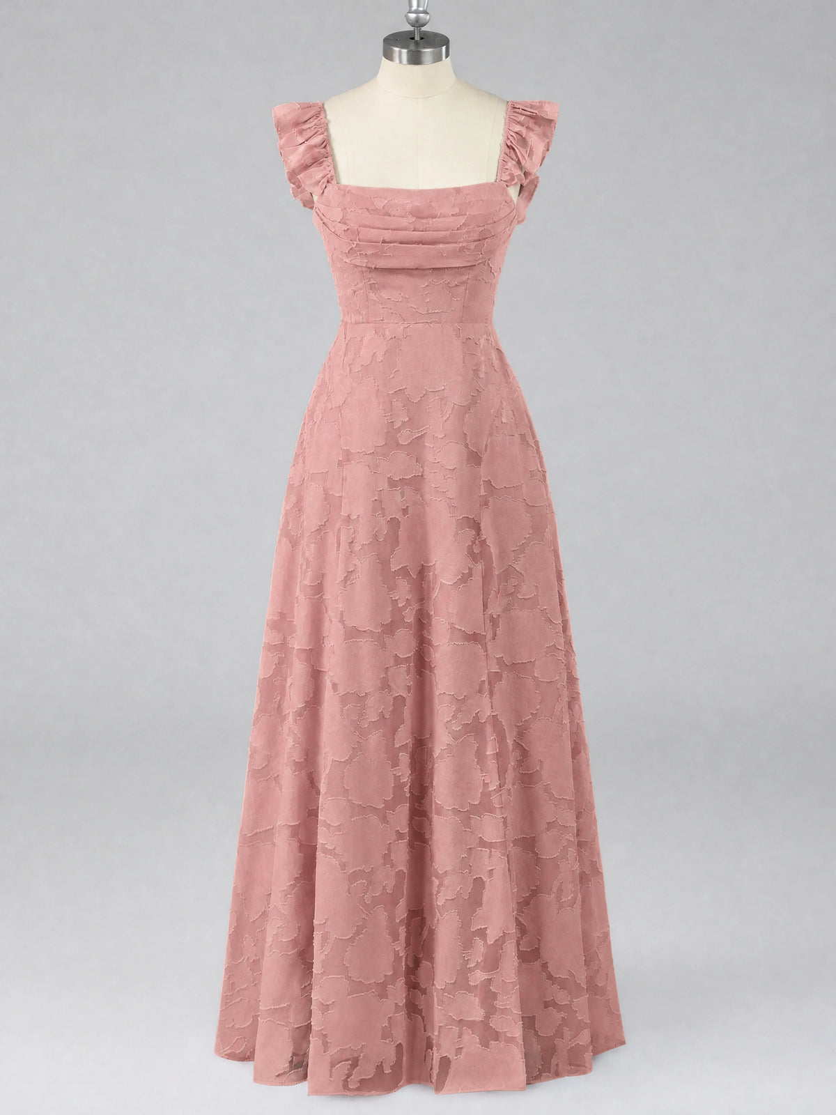 Jacquard Square Neck A-Line Maxi Dress