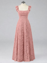 Jacquard Square Neck A-Line Maxi Dress