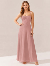 JOVELLEE Yellow Sweetheart Ruched Bust Chiffon Maxi Dress