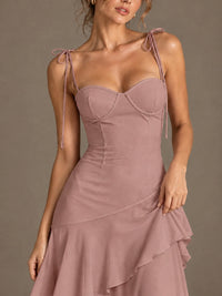 Spaghetti Strap Tiered Ruffles Chiffon Prom Dress