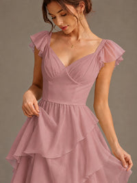 Ruffle Tiered V Neck Maxi Dress