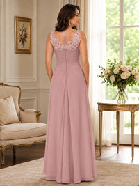 Elegant Chiffon Mother of the Bride Dress with Lace Applique and Cape Sleeves