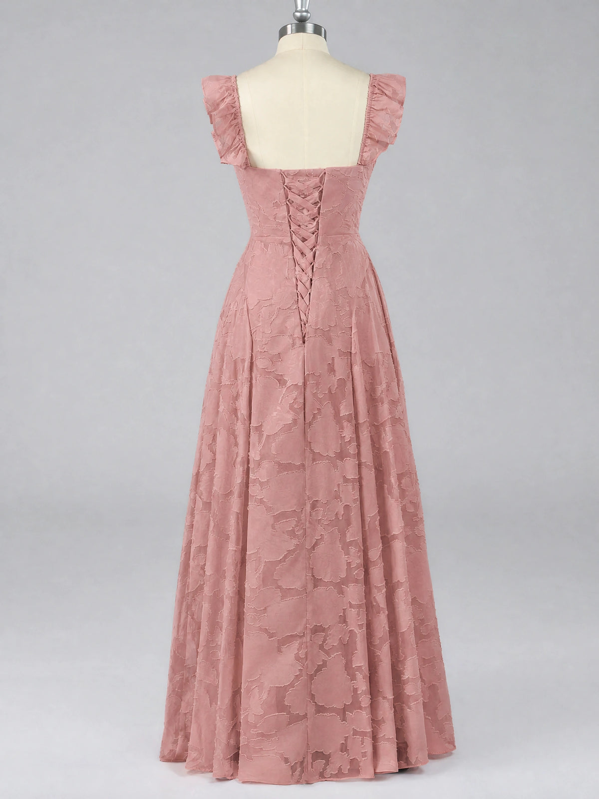 Jacquard Square Neck A-Line Maxi Dress