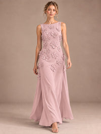 3D Floral Applique Sleeveless Formal Maxi Dress