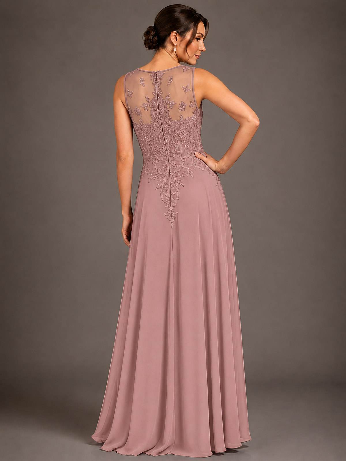 A-line 2 Pieces Chiffon Appliques Mother of The Bride Dresses with Jackets