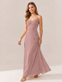 JOVELLEE Yellow Sweetheart Ruched Bust Chiffon Maxi Dress