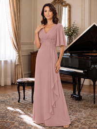 V-Neck Chiffon Lace Mother of the Bride Dresses