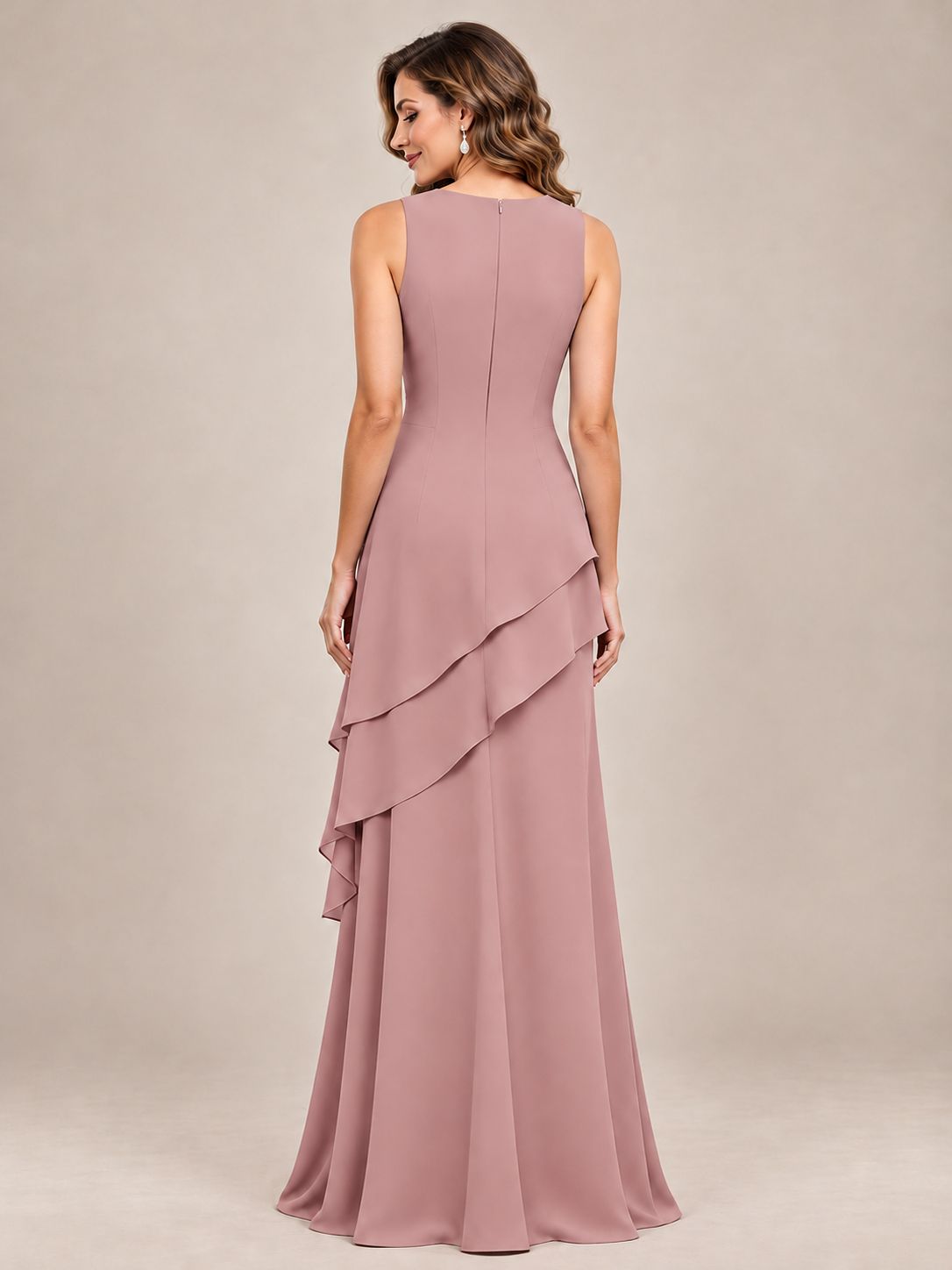 Dusty Blue Two-Piece Chiffon Mother of the Bride Dress with Jacket