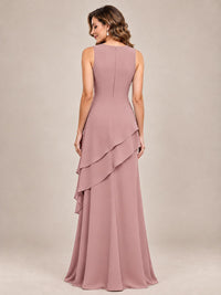 Dusty Blue Two-Piece Chiffon Mother of the Bride Dress with Jacket