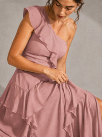 Sage Green One Shoulder Ruffle Bridesmaid Dress