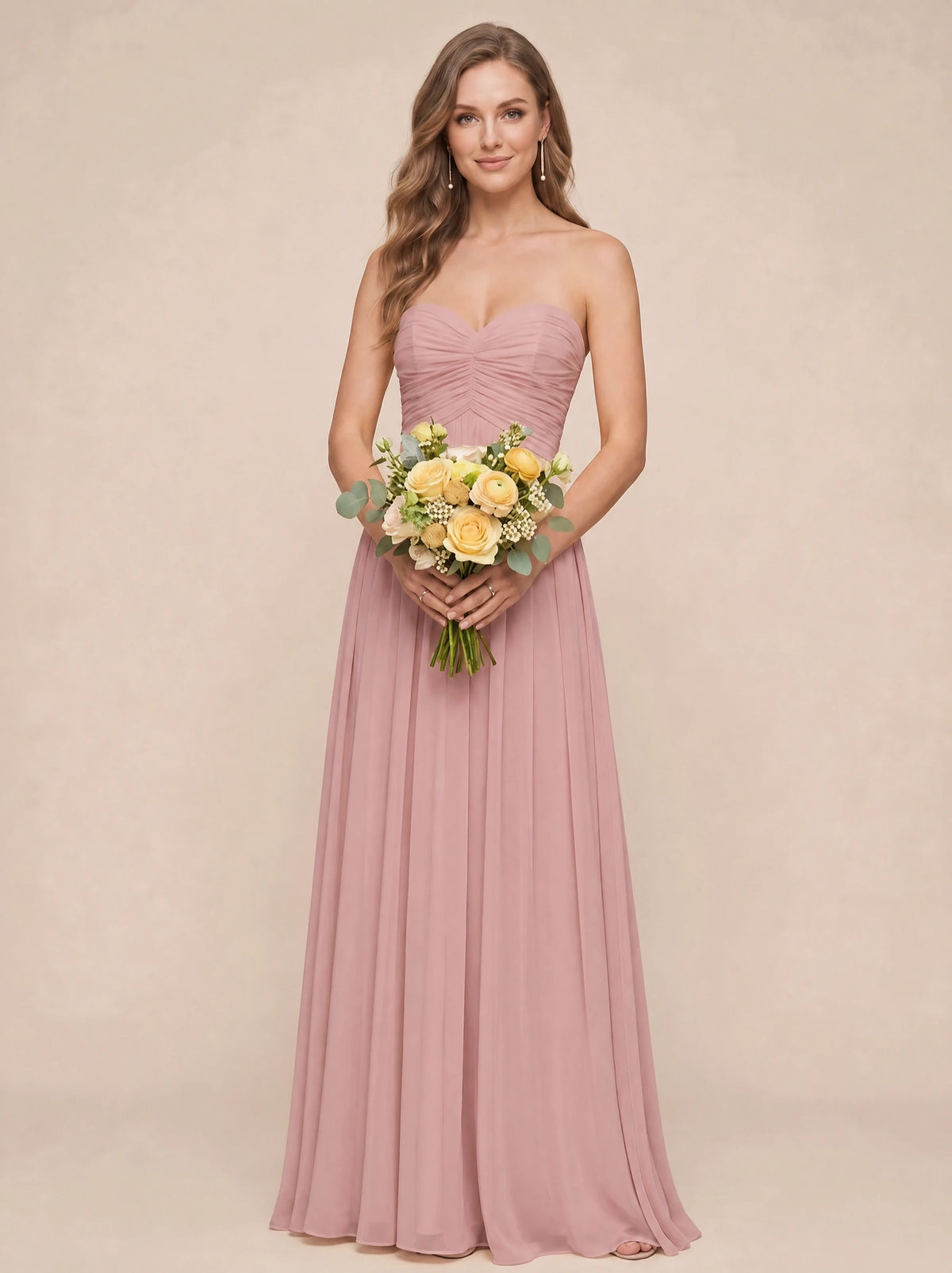 Strapless Pleated Chiffon A-Line Bridesmaid Dress