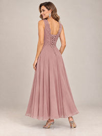 Dusty Blue Floral Lace Chiffon Mother of the Bride Dress with Jacket