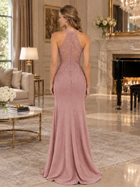 Halter Neckline Lace Appliques Mother of The Bride Dresses