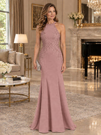 Halter Neckline Lace Appliques Mother of The Bride Dresses