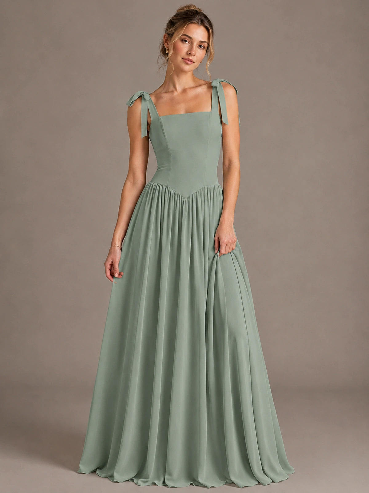 Square Neck A-Line Maxi Dress