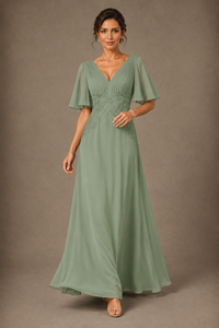 A-Line Chiffon Mother of the Bride Dress with Applique