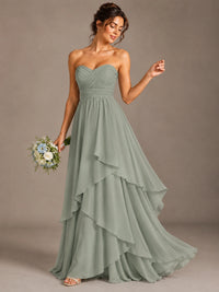 Strapless Ruffle A-Line Maxi Dress