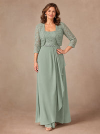 Blush Pink A-Line Mother of the Bride Dress with Lace Jacket and Ruffles