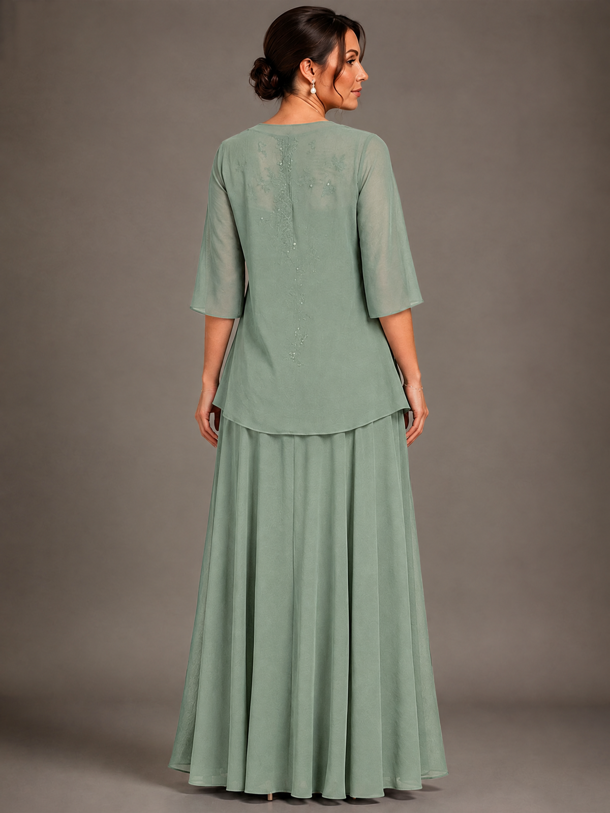 A-line 2 Pieces Chiffon Appliques Mother of The Bride Dresses with Jackets