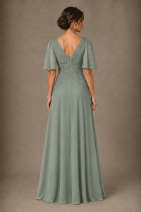 A-Line Chiffon Mother of the Bride Dress with Applique