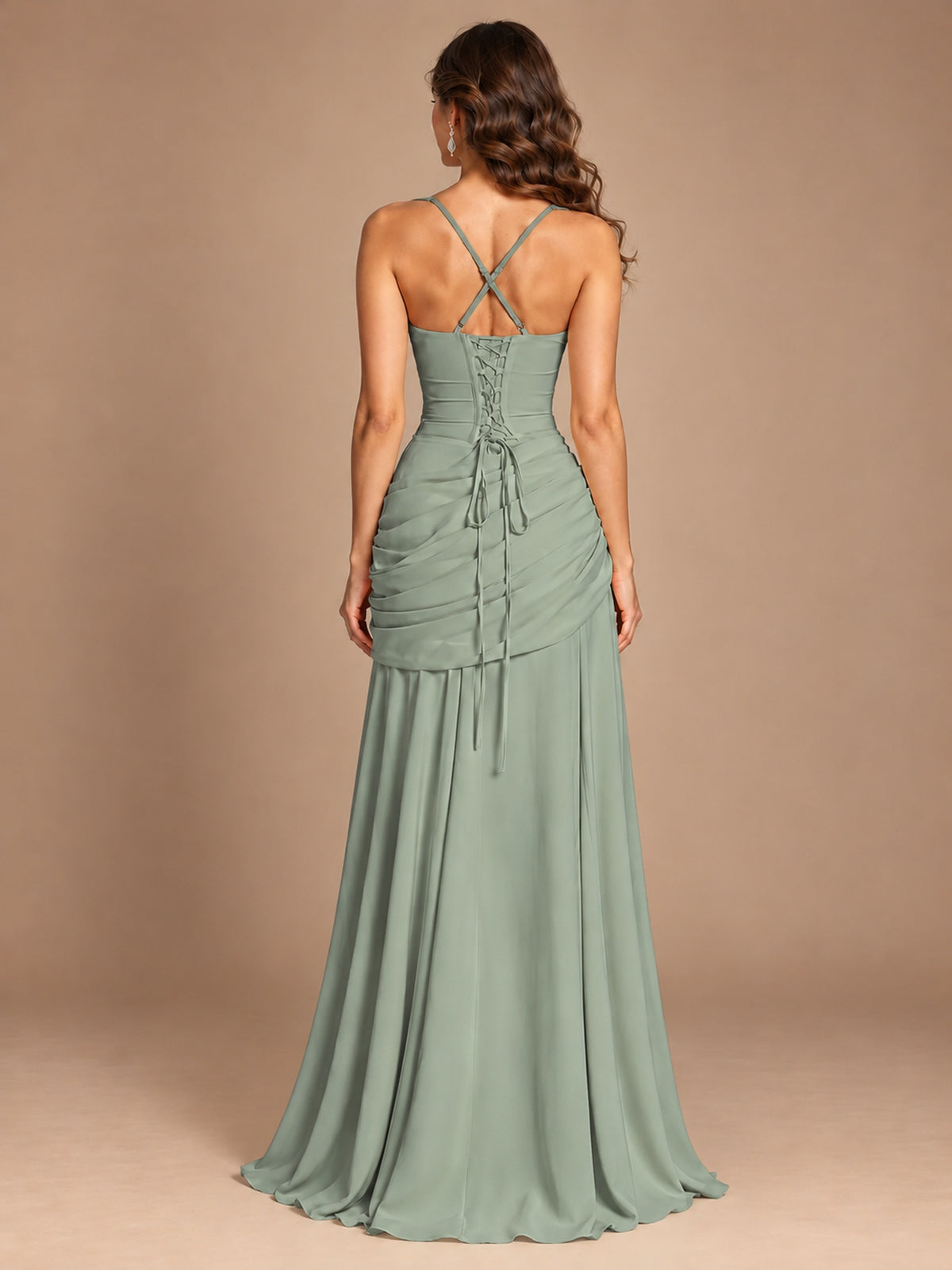 Butter Yellow Square Neck Ruched A-Line Prom Dress